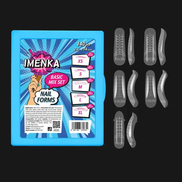 Nail Forms Set Imenka "Basic Mix",  14 Größen mit jeweils zwei Formen pro Größe (XS, S, M, L, XL)